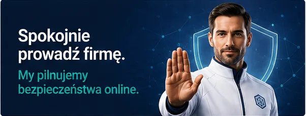 Strażnik Sieci pokazuje gest zatrzymania zagrożenia